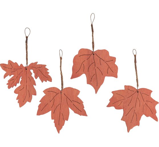 Feuilles d'automne en bois avec breloque