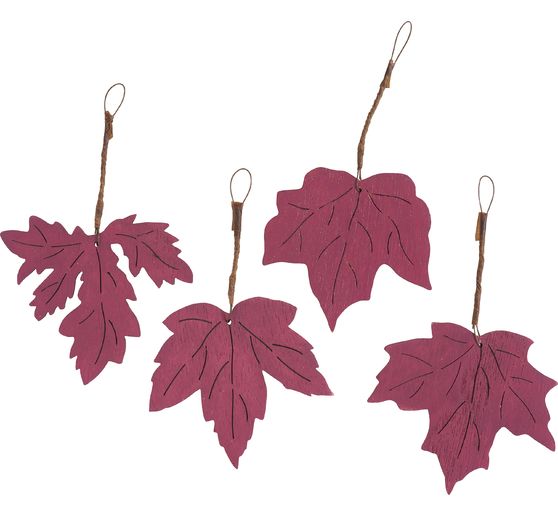 Feuilles d'automne en bois avec breloque