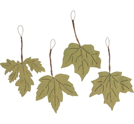 Feuilles d'automne en bois avec breloque
