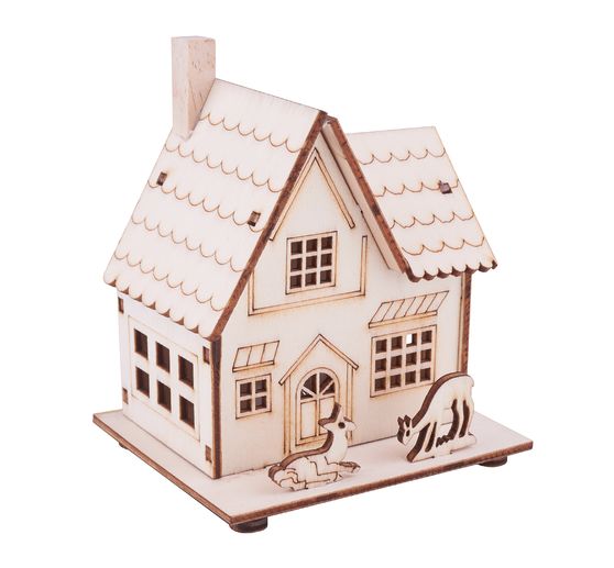 Kit de construction en bois VBS « Maison avec chevreuils », éclairage LED