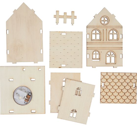 Kit de construction en bois VBS « Maison avec clôture » éclairage LED