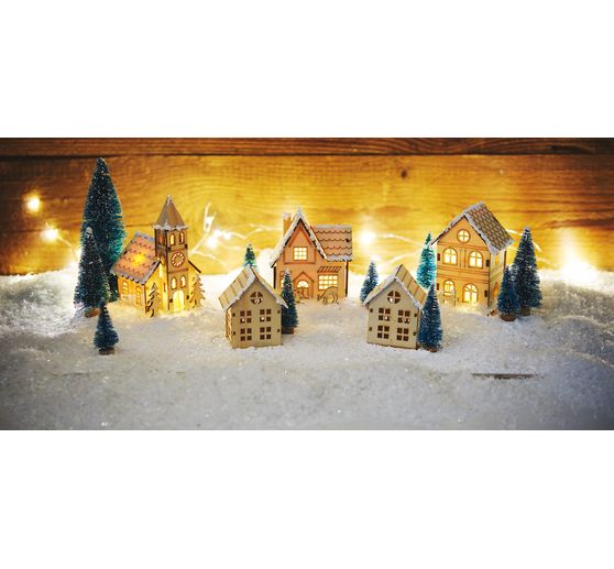 Kit de construction en bois VBS « Maison avec chevreuils », éclairage LED