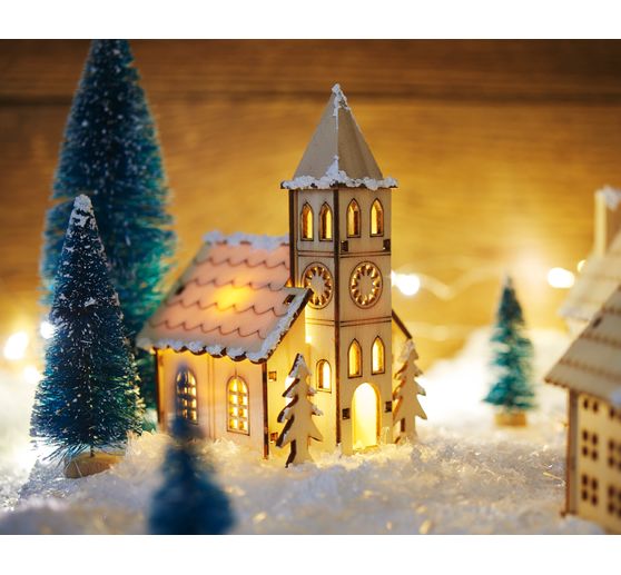 Kit de construction en bois VBS « Maison avec chevreuils », éclairage LED