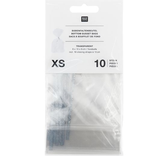 Sachets à soufflet de fond « Transparent » avec ferme-sac