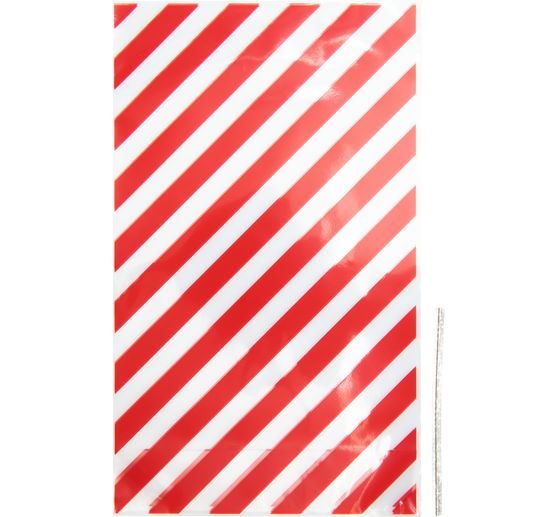 Sachets à soufflet de fond « Rayures rouges » avec ferme-sacs