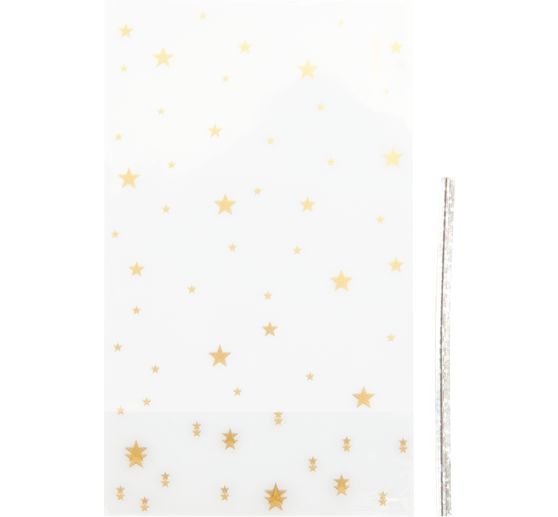 Sachets à soufflet de fond « Etoiles dorées » avec ferme-sacs
