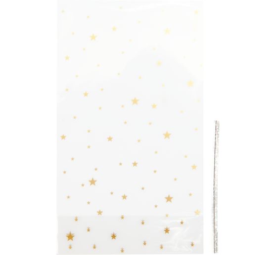 Sachets à soufflet de fond « Etoiles dorées » avec ferme-sacs