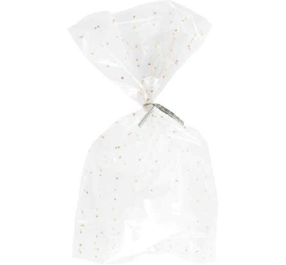 Sachets à soufflet de fond « Etoiles dorées » avec ferme-sacs