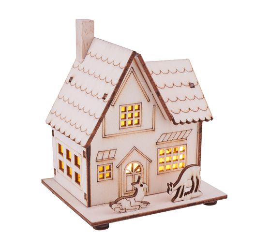 Kit de construction en bois VBS « Maison avec chevreuils », éclairage LED