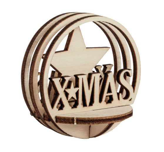 Motif en bois « Xmas » pour forme en acrylique Ø 6 cm 