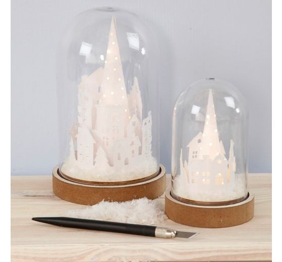 Cloche en plastique sur socle, éclairable