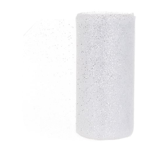 Ruban de tulle, l 10,8 cm, rouleau de 5 m, Blanc irisé