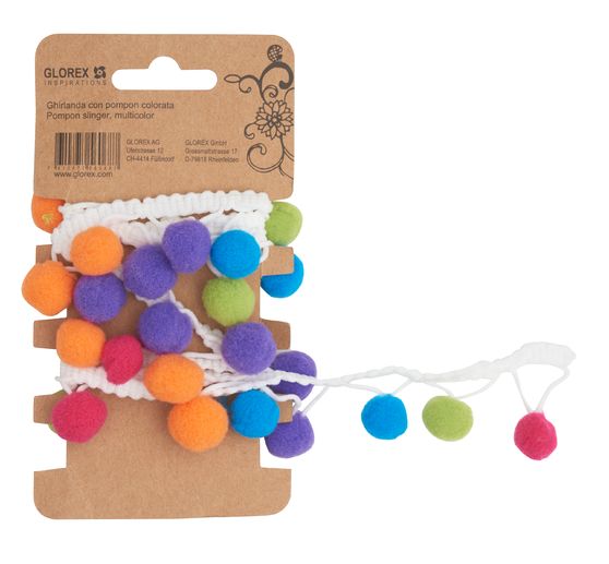 Ruban « Pompon », Multicolore, 1 m