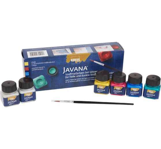 KREUL Javana Fabric paint set "Basic Colors Glitter"