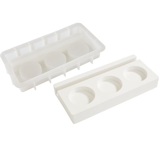 Moule en silicone VBS &laquo; Bougeoir pour bougie chauffe-plat - Rectangulaire &raquo; &agrave; bord embo&icirc;table