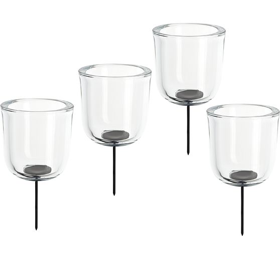 Bougeoir en verre sur pique, 4 pc.