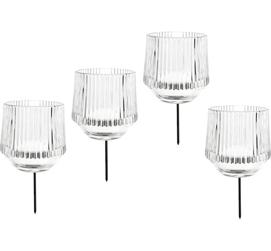 Bougeoir en verre sur pique, 4 pc.