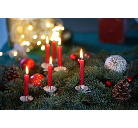 Bougies pour sapin de No&euml;l teint&eacute;es dans la masse, lot de 20
