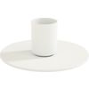 Bougeoir en m&eacute;tal pour bougie chandelle, Blanc Plat