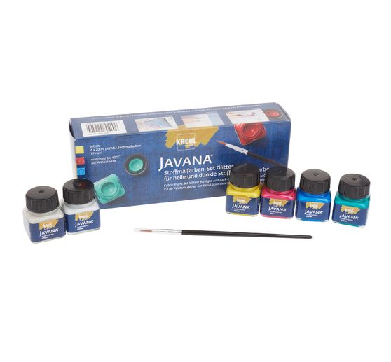 Peinture pour tissus Javana « Pailleté », couleurs principales, set de 6