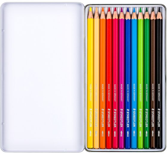 Crayons aquarellables STAEDTLER &laquo; Design Journey &raquo; dans un &eacute;tui en m&eacute;tal