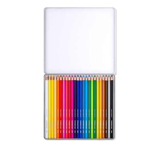 Crayons aquarellables STAEDTLER &laquo; Design Journey &raquo; dans un &eacute;tui en m&eacute;tal
