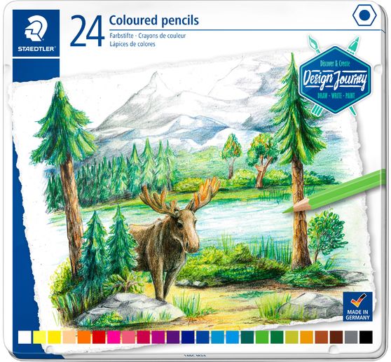 Crayons de couleur STAEDTLER dans une bo&icirc;te en m&eacute;tal