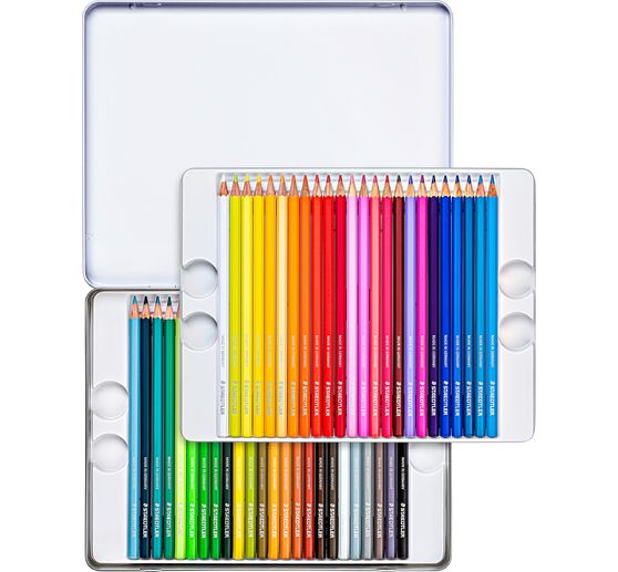Crayons de couleur STAEDTLER dans une bo&icirc;te en m&eacute;tal