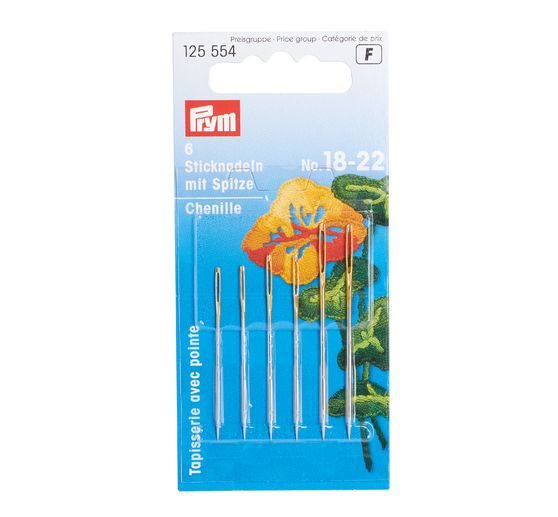 Assortiment d’aiguilles à broder, 6 pc., n° 18 - 22.