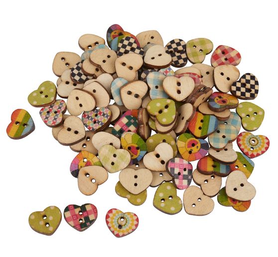 100 boutons « Cœurs », assortiment, Gros acheteurs VBS