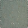 Tissu mousseline coton au mètre « Pois dorés » Kaki