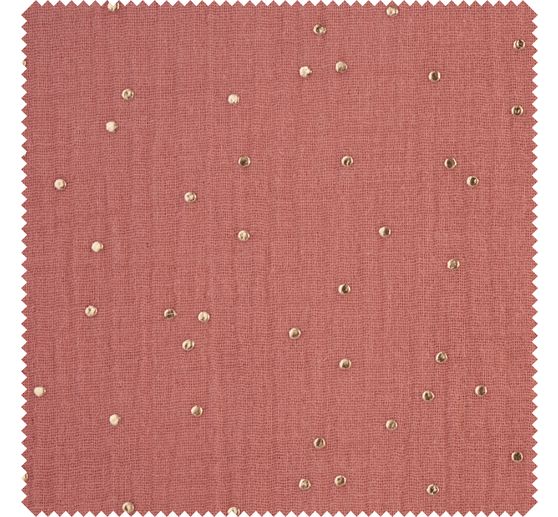 Tissu mousseline coton au mètre « Pois dorés »