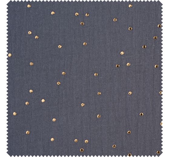 Tissu mousseline coton au mètre « Pois dorés »