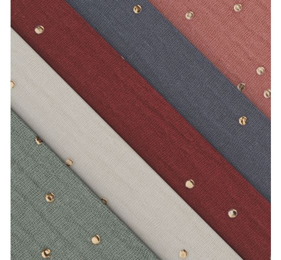 Tissu mousseline coton au mètre « Pois dorés »