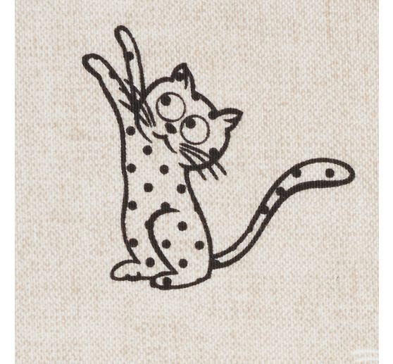Tissu imprimé aspect lin au mètre « Chats »