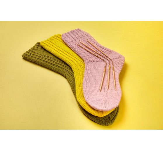 Aiguilles doubles-pointes addi CraSyTrio BAMBOO, bambou