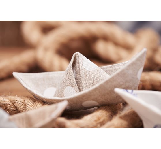 Tissu imprimé aspect lin au mètre « Gros pois »