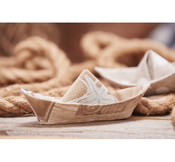Tissu imprimé aspect lin au mètre « Gros pois »
