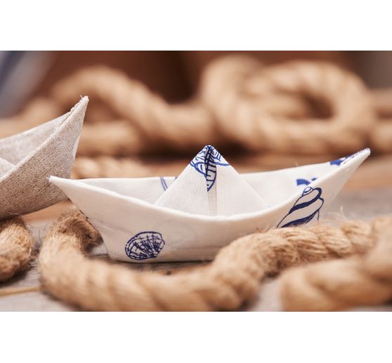 Tissu imprimé aspect lin au mètre « Gros pois »