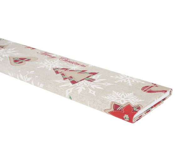 Tissu imprimé aspect lin au mètre « Classic Christmas », l 140 cm