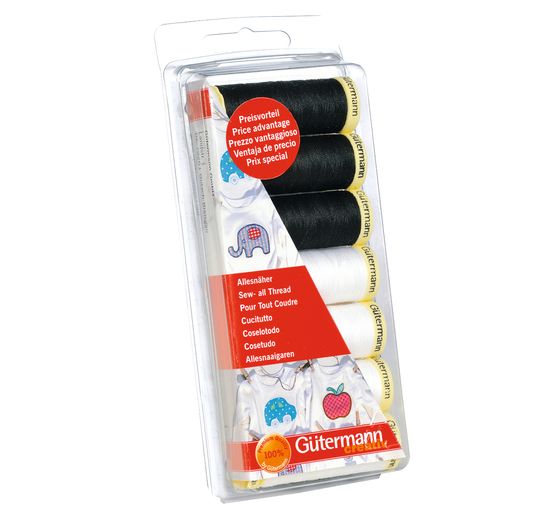 Gütermann sewing thread set all-purpose sewing thread "Black & white"