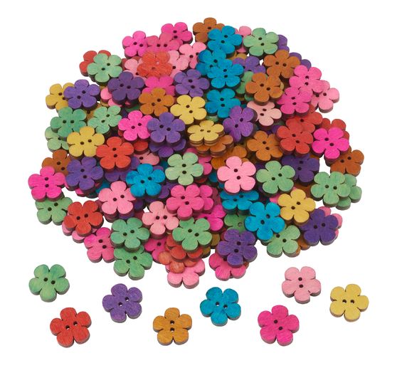 160 boutons « Fleurs », assortiment multicolore, Gros acheteurs VBS