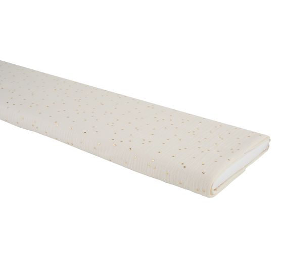 Tissu mousseline coton au mètre « Pois dorés »