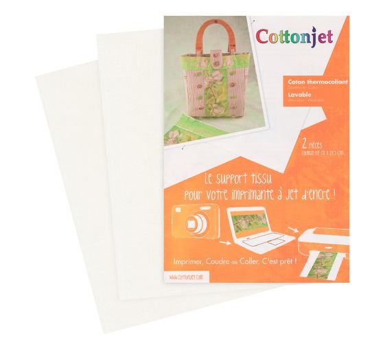 Coton Cottonjet, repassable, 2 feuilles, env. 21,6 x 27,9 cm