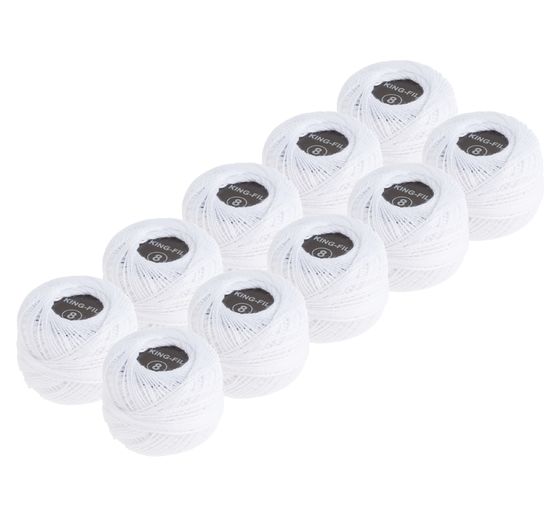 10 pelotes de fil à crocheter, Blanc, Gros acheteurs VBS