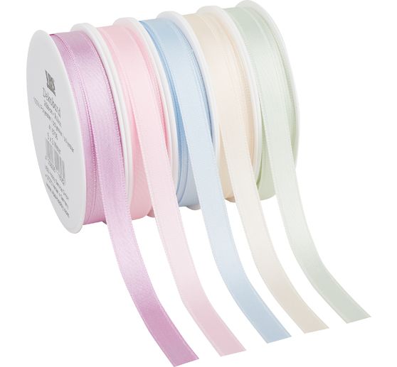 Rubans satin « Pastel », set de 5