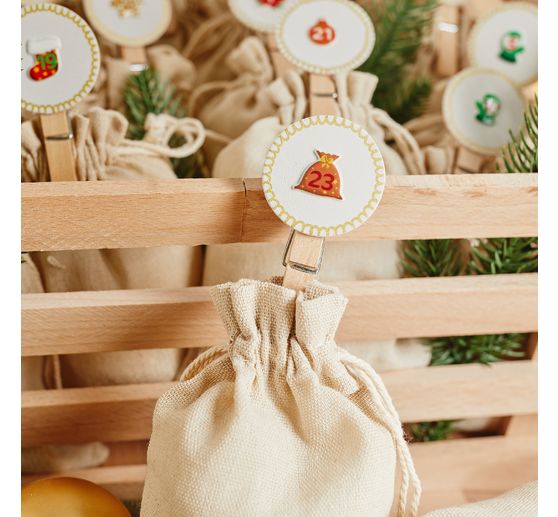 Pinces en bois VBS &laquo; Bouton rond &raquo;