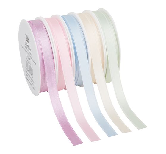 Rubans satin « Pastel », set de 5