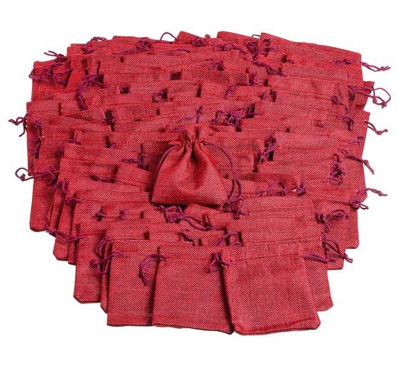 100 sachets en jute, Rouge, 12x9,7 cm, Gros acheteurs VBS