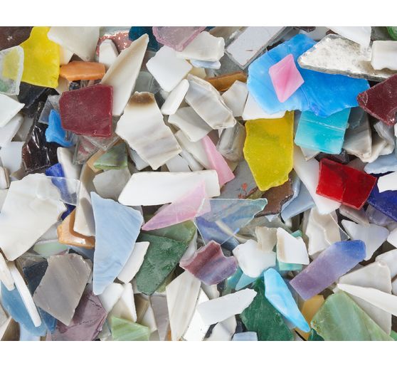 Bris de tesselles de mosaïque en verre, env. 2 kg, épaisseur environ 3 mm